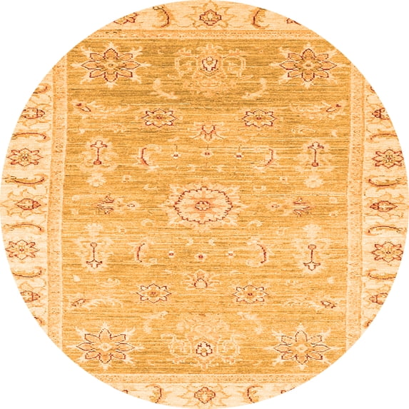 Ahgly Company Indoor Round Oriental Orange Traditional Area Rugs, 8' Round