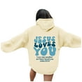 thumbnail image 3 of Christian Hoodies for Women 2025 Jesus Loves You Y2K Graphic Hoodie with Pockets Hooded Sweatshirt Women Pullover, 3 of 8