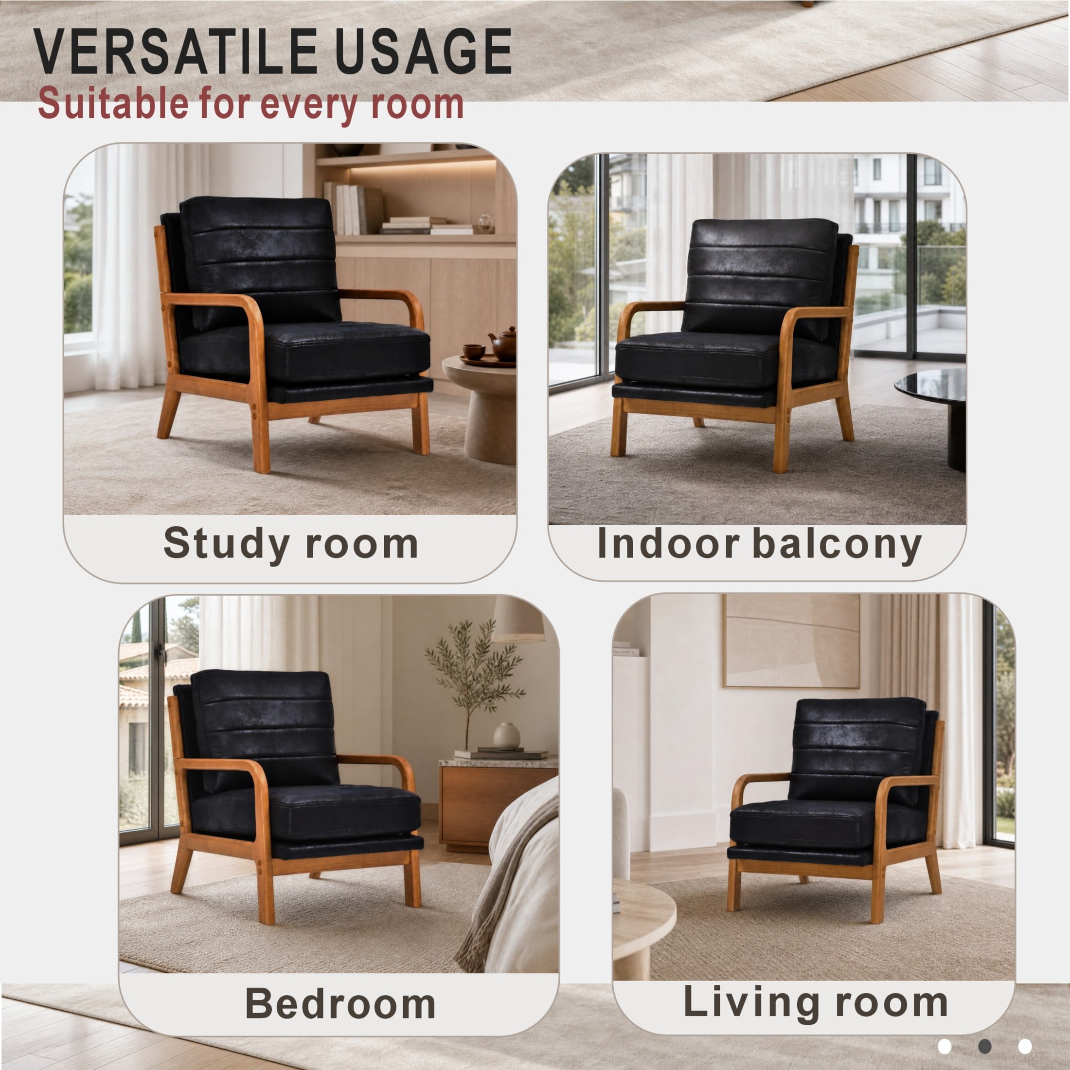 Noble House Mid-Century Modern Foil Fabric Upholstered Accent Chair, Solid Wood Frame, Black