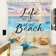 thumbnail image 4 of Ocean Beach Shower Curtain 72Wx72H Inch Sea Turtle Inspirational Quotes Coastal Starfish Seashell Sunset Sunrise Motivational with 12 Plastic Hooks Fabric Waterproof Toilet Accessories Decor, 4 of 6