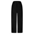 thumbnail image 5 of SYMOID Womens Black High-Waisted Corduroy Wide-Leg Pants - 98% Cotton 2% Spandex, Elastic Waist, Functional Pockets - Stretchy Casual Comfort with Vintage Style,Size 2XL, 5 of 6
