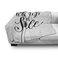 thumbnail image 2 of Saying Soft Flannel Fleece Blanket, Simple Monochrome Cursive Wake up and Smile Calligraphy Positive Words, Cozy Plush for Indoor and Outdoor Use, 70" x 90", Charcoal Grey and White, by Ambesonne, 2 of 5