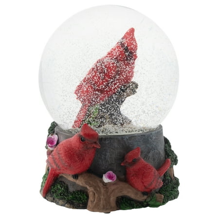 Elanze Designs Spring Blossom Cardinals 100MM Musical Water Globe Plays Tune Wonderful World