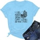 thumbnail image 2 of ICHUANYI Clearance Women's Casual Summer Round Neck Short-sleeved Letter Printed T-shirt Top(Blue, XXL) ICHUANYI WER2023081508185, 2 of 6