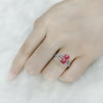 thumbnail image 2 of Guodhu Silver Plated Halo Cubic Zirconia Double Gem Created Ruby Sapphire Wedding Promise Ring, 2 of 2