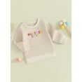 thumbnail image 3 of FEORJGP Toddler Boys Girls Sweatshirts Infant Baby Long Sleeve Pullovers Colorful Letter Patchwork Jumpers Round Neck Sweatshirt Loose Casual Tops, 3 of 9
