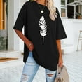 thumbnail image 2 of Baberdicy Floral Print Crew Neck T-Shirt - Women's Summer Short Sleeve Blouse, Colorful Flower Pattern Casual Tee, Loose Fit Youthful Tunic Top (Black | 3XL), 2 of 5