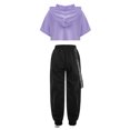 thumbnail image 2 of Hansber Kids Girls Hip Hop Clothes Crop Top with Harem Pants Set 2 Piece Workout Outfits Jazz Street Lavender 6, 2 of 5