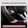 thumbnail image 4 of Leather Car Steering Wheel Cover | Non-Slip Grip Microfiber Leather | Universal Fit 14-15 Inch | Breathable Protector | Red-Black | Easy Install | Fashion Interior Accessory, 4 of 9