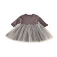 thumbnail image 1 of Nouveau-né Bébé Filles Robe de Bal Robe à Manches Longues Tulle Paillettes Épissées Maille Robe de Soleil, 1 of 6