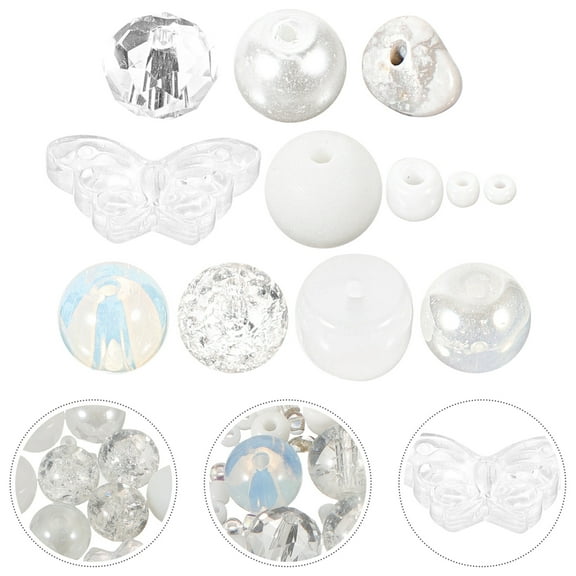 OUNONA White Glass Beads for Jewelry Making Craft Perfect for DIY Bracelets Necklaces 1 Bag