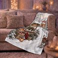 thumbnail image 6 of Printed Flannel Throw Blanket with Rustic Christmas Farmhouse Snowy Winter Village, 6 of 9
