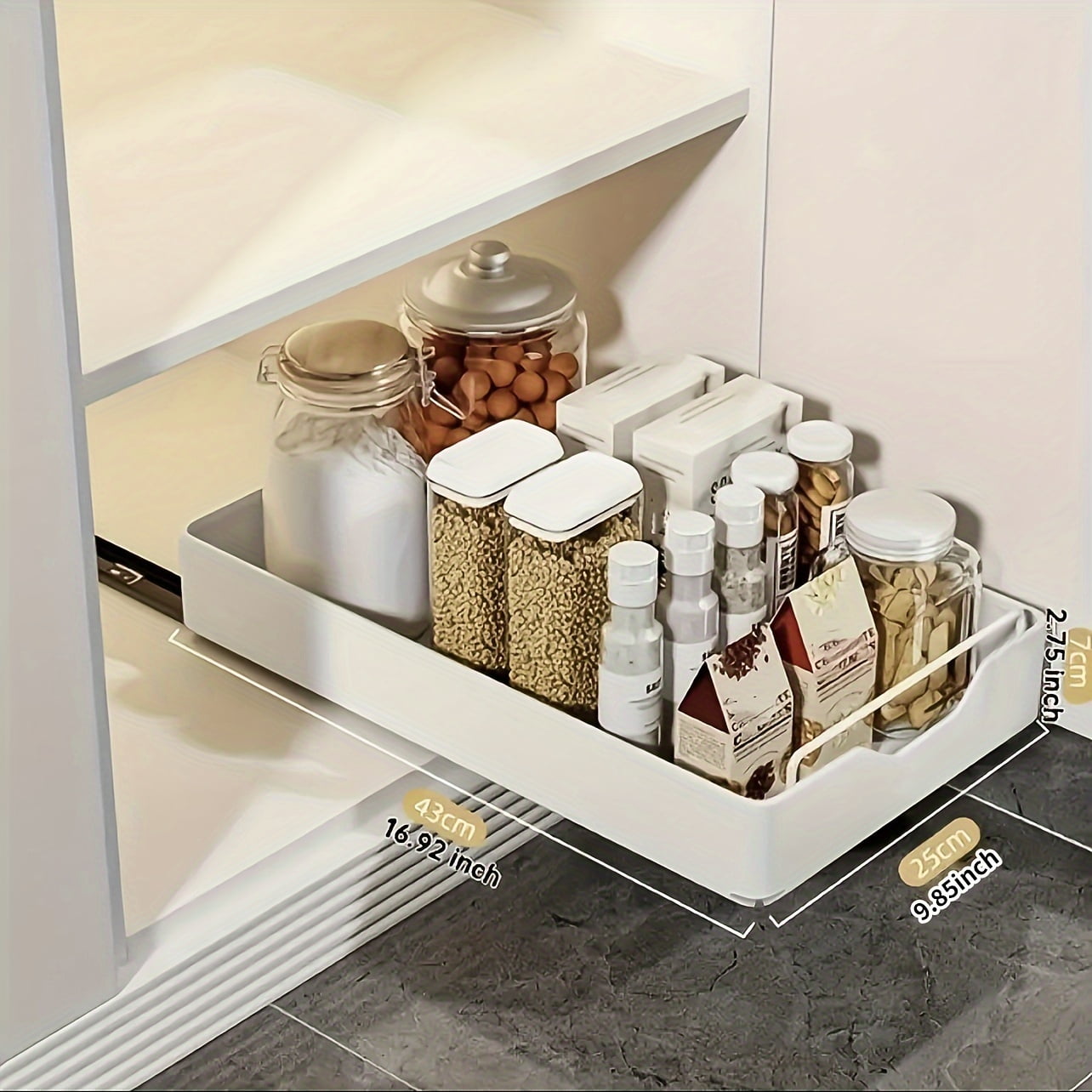 Pull-Out Cabinet Organizer Space-Saving Slide-Out Under Sink Organizer - Sturdy Metal Storage Rack for Kitchen & Bathroom Essentials, Paint-Finished