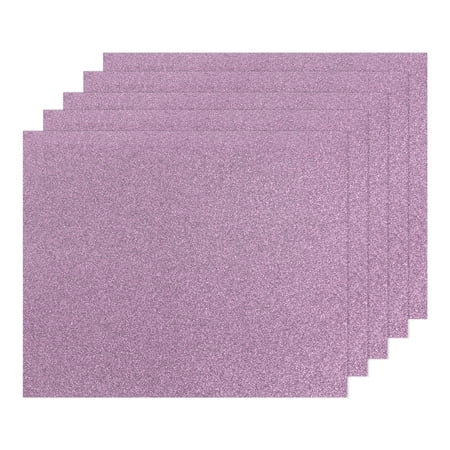 Uxcell 5 Pcs Heat Transfer Vinyl 12 x 10 Glitter HTV Iron on Vinyl PU HTV Sheets for T Shirts Sports Clothing Garments Heat Press Machine Light Purple