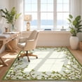 thumbnail image 3 of Design&I 3'x5' Ultra Soft Throw Mat, Sage Moss Botanical Floral With Farmhouse Vine Scroll Border None Fluffy Washable Easy Care Indoor rug for Bedside Hallway, 3 of 7