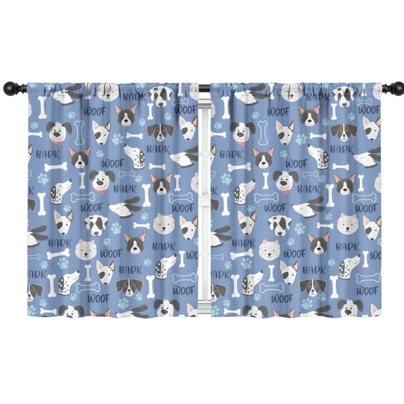 Blackout Kids Curtains,Dog with Woof and Bark Childrens Insulated Curtains Set Of 2,Bedroom Essentials,Toddler Room Decor 42x54in(106x137cm)