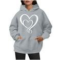 thumbnail image 5 of Ecqkame Oversized Sweatshirt for Women Heart Print Winter Hoodie Pullover Tops Long Sleeved Comfortable Athletic Sweatshirt with Pocket L-Gray M, 5 of 6