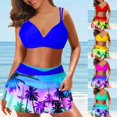 thumbnail image 4 of DEELLEEO Women 2 Piece Bikini Swimsuit Hawaiian Tropical Print Bathing Suit Push up Bra & Ruffles Skirts Ruched Beachwear, 4 of 4