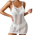 thumbnail image 2 of Women's Swimsuit Cover Ups Sleeveless Spaghetti Strap V Neck Hollow Out Crochet Slip Beach Dress, 2 of 4