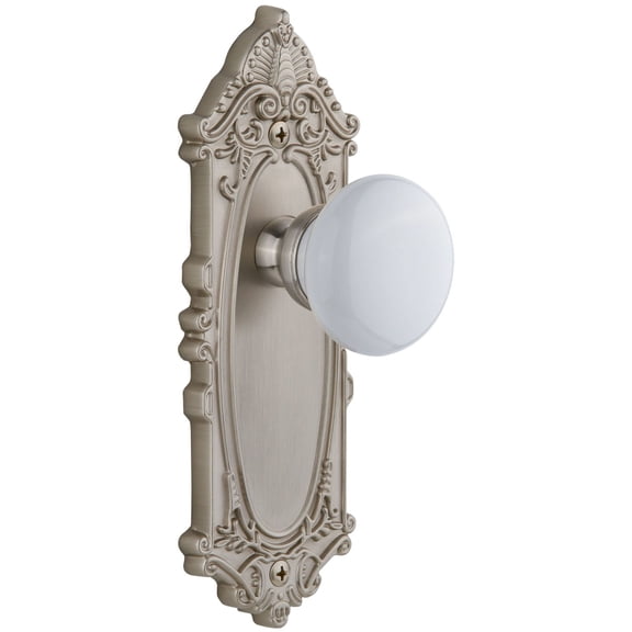 Grandeur Gvchyd_Psg_238 Grande Victorian Solid Brass Rose Passage Door Knob Set - Nickel