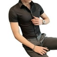 thumbnail image 2 of Men Casual Business Button Down Slim Fit Dress Shirts Short Sleeve Formal Blouse, 2 of 11