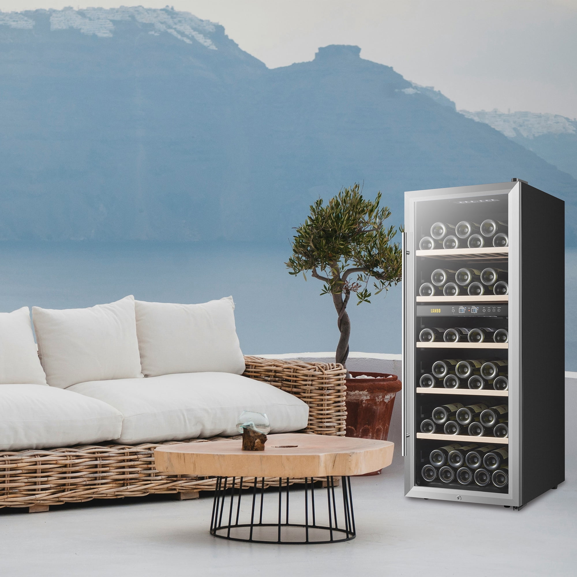 Lanbo 20 inch 64 Bottle Dual Zone Freestanding Wine Cooler