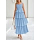 thumbnail image 5 of Vestido PRETTYGARDEN para mujer, verano 2025, sin mangas, midi, azul claro, 5 of 9
