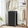 thumbnail image 3 of 90L (23.7 Gal) Black Rolling Laundry Hamper - Aesthetic Tall Basket with Lid, Wheels & Handles for Small Space, 3 of 4