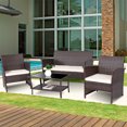 thumbnail image 1 of Costway 4 PCS Outdoor Patio Rattan Furniture Set Wicker Sofa Table Shelf Cushion, 1 of 10