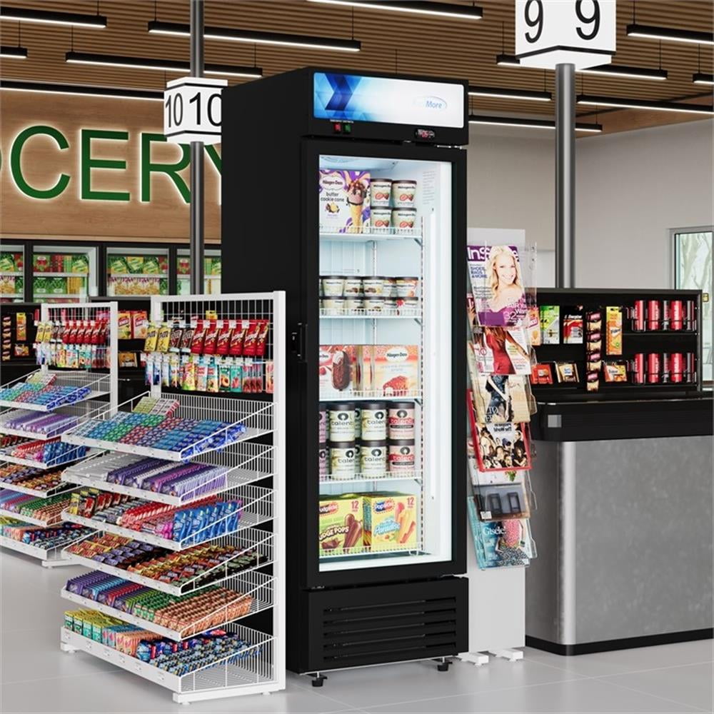 Pemberly Row 24" One Glass Door Merchandiser Freezer 12 cu. ft. in Black