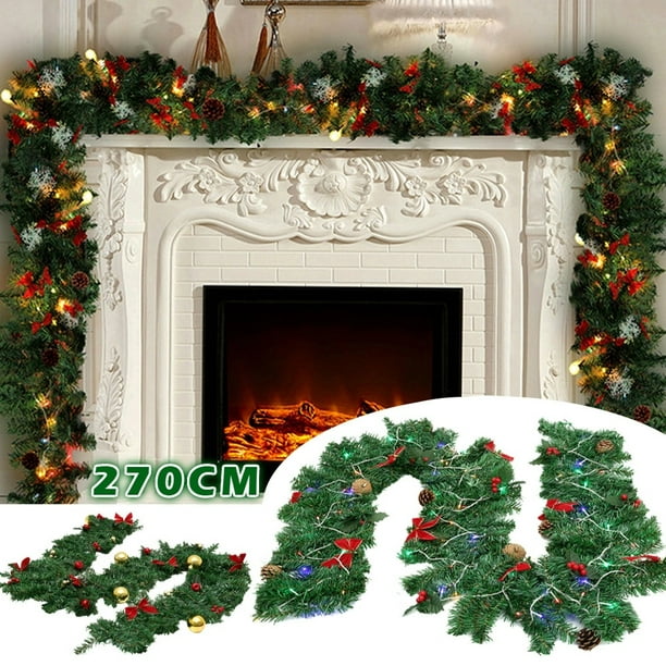 2019 270cm Christmas Decorations Garland Decoration Rattan Wreath Fireplace Plant Decor Xmas Tree Light Up Walmart Com Walmart Com