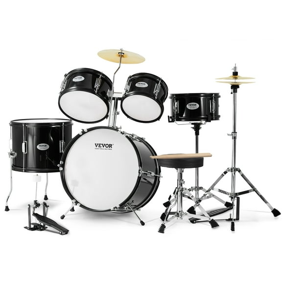 VEVOR Kids Drum Set, 5-Piece, 16 in Beginner Full Drum Set with Bass Toms Snare Floor Drum Adjustable Throne Cymbal Hi-Hat Pedal.