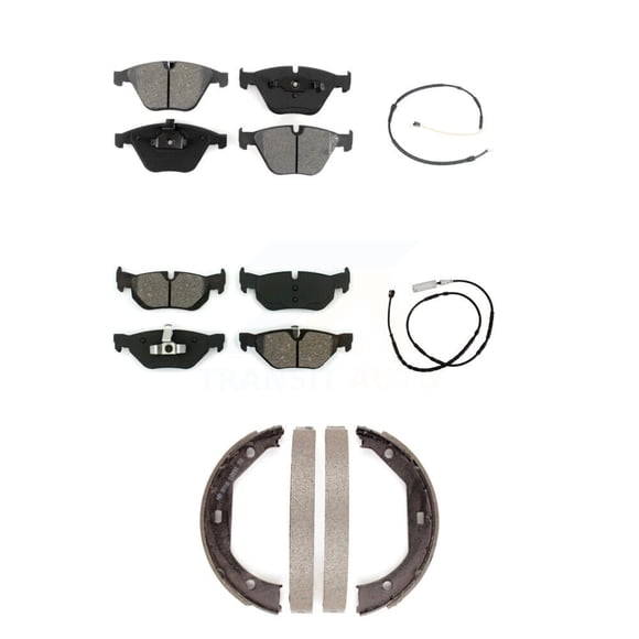SIM Front Rear Semi-Metallic Disc Brake Pads and Wear Sensors Kit (5Pc) for Car 2013 BMW X1 xDrive28i with AWD 2.0L KSW-100233