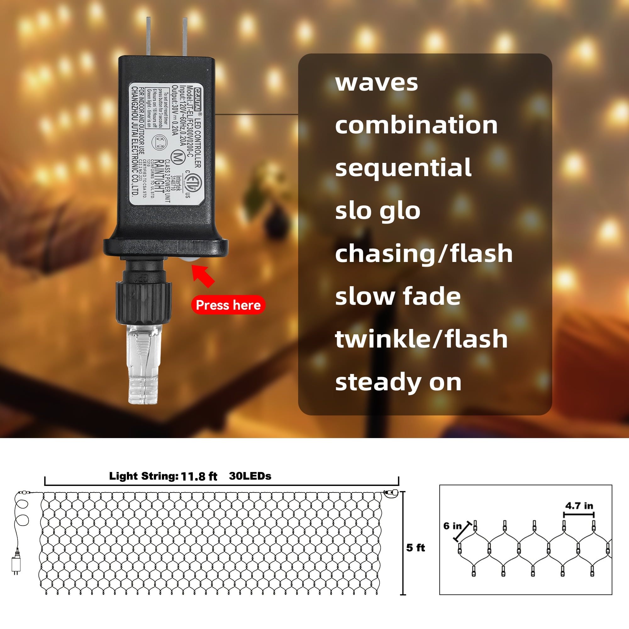 DAYBETTER Christmas Net Lights Outdoor, Multi-Color Waterproof LED Mesh Fairy String Lights, 12ft*5ft 360 LED with 8 Modes Plug in, Decor for Bushes Garden Party Xmas Tree