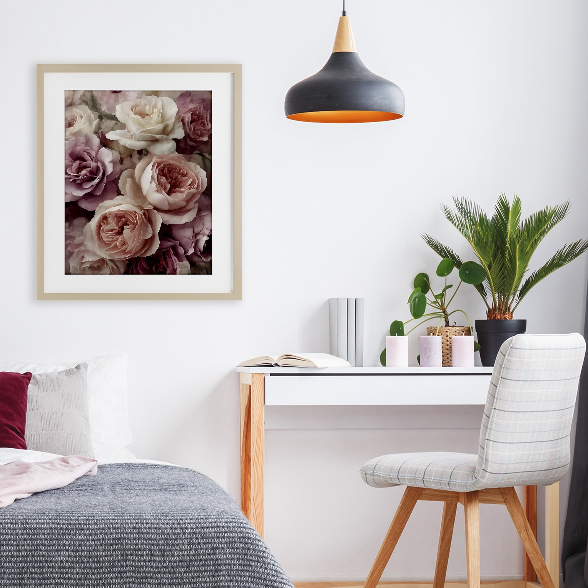 Stupell Industries Sweet Roses in Blush Pink Birch Framed Print Under Glass, design by Franklyn Gregory