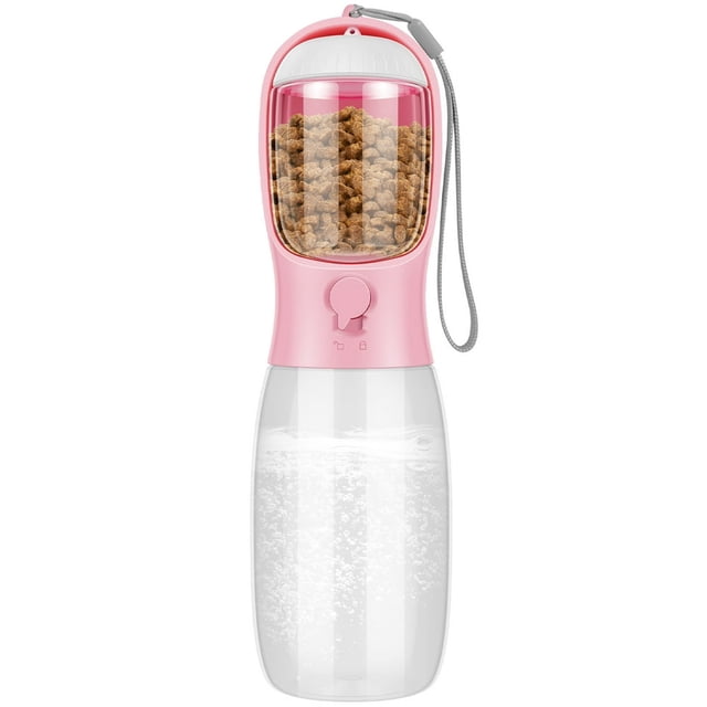 Bouteilles d'Eau pour Chien avec Contenant pour Nourriture 550 ml Distributeur Portable de Bouteille d'Eau pour Chien Étanche Bouteille de Marche pour Chien Bouteille Réutilisable pour Animal de Compagnie Bouteille de Boisson de Qualité Alimentaire Bol d'Eau de Voyage pour Chiens Animaux de Compagnie O