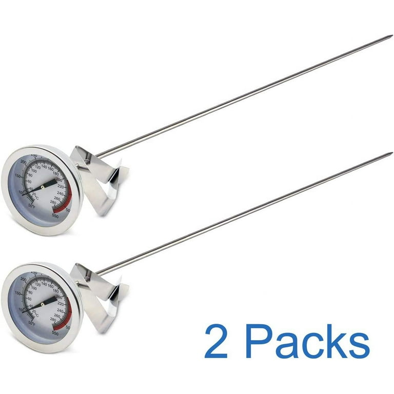 Efeng Oil Thermometer deep Fry(2 Pack) with Clip & 15 Long stem -  Classical Candy Thermometer,Long Fry Thermometer for Turkey Fryer,Tall