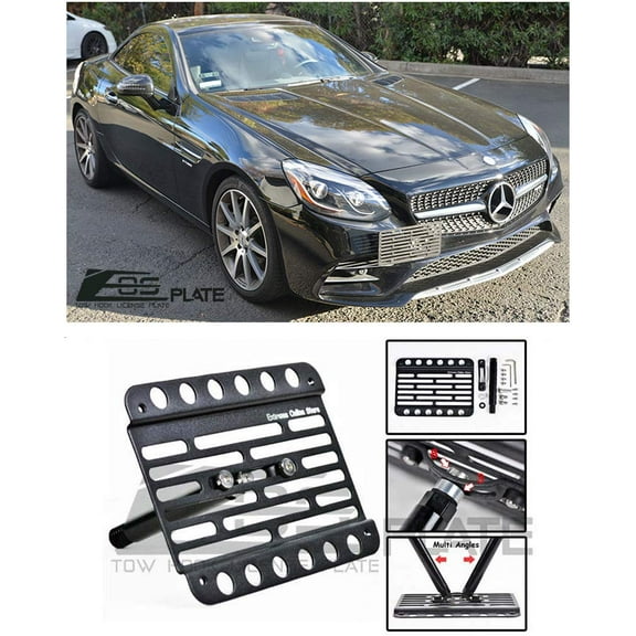 Extreme Online Store for 2017-Present Mercedes Benz SLC-Class | EOS Plate Version 1 Mid Sized Front Bumper Tow Hook License Relocator Mount Bracket