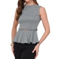 thumbnail image 4 of INSPIRE CHIC Peplum Tops for Women's Sleeveless Boat Neck Belt Houndstooth Plaid Work Tank Top XS Black, 4 of 6