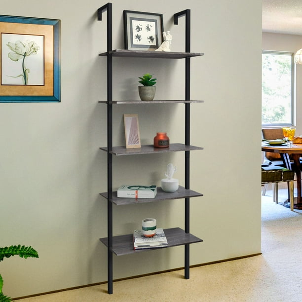 Zenvida 5 Shelf Modern Bookcase Wall, Modern Bookcase Wall Unit