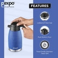 thumbnail image 5 of Cosmo Stainless Steel Thermal Carafe With Lid - 600ml, Blue | Double Walled Vacuum Insualted Coffee Tea Carafe - Heat & Cold Retention, Durable, Reusable, 5 of 5