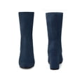 thumbnail image 2 of BLISSFUL STEP Women's Rounded Toe Block Heel Stretch Ankle Boots Navy Blue 7.5, 2 of 6