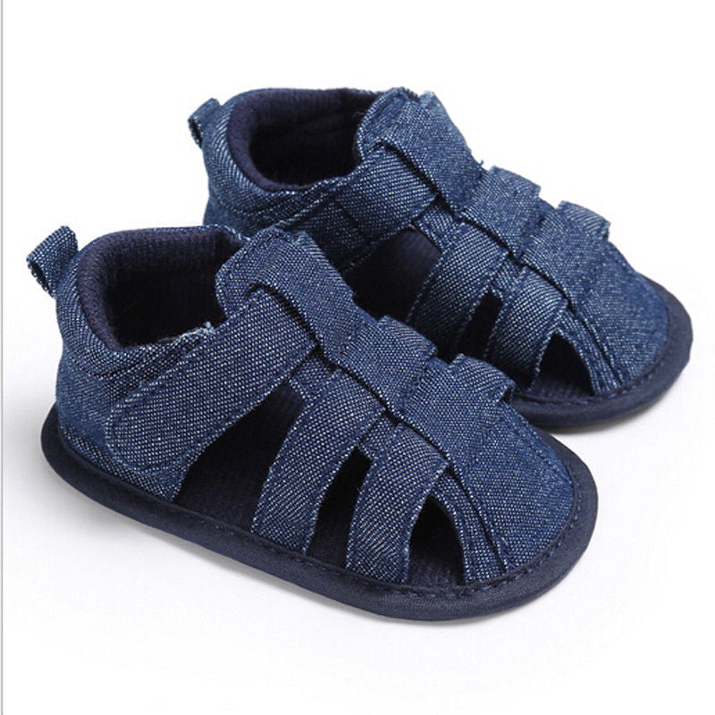 Meckior Summer Baby Infant Boys Sandals Canvas Soft Sole Non-Slip Closed Toe First Walkers Shoes 
