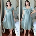thumbnail image 2 of Women Sexy Sleepwear Silk Satin Short Sleeve Nightgown Robes Night Dress Nightie, 2 of 5
