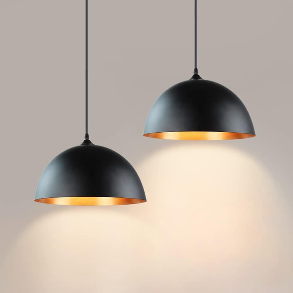 Black Gold Metal Pendant Light for Kitchen Island, American Retro Pendant Lighting for Dining Room, Rustic Industrial Style Pendant Light Fixture, Vintage Farmhouse Pendant Lamp for Shop Over Table