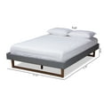 thumbnail image 3 of Baxton Studio Liliya Mid-Century Modern Dark Grey Fabric Upholstered Walnut Brown Finished Wood Queen Size Platform Bed Frame, 3 of 9