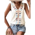thumbnail image 3 of STARVNC Women Embroidered V Neck Sleeveless Tassel Fringe Tank Top, 3 of 6