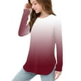 thumbnail image 7 of YUNAFFT Girls Gradient Color Long Sleeve Tee Side Slit Hem Round Neck Stretchy Casual Top for 6-12 Years, 7 of 7