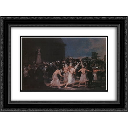 Francisco Goya 2x Matted 24x18 Black Ornate Framed Art Print 'Procession of Flagellants on Good