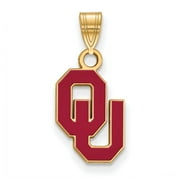 Sterling Silver Gold-plated LogoArt University of Oklahoma O-U Small Enameled Pendant QGP030UOK